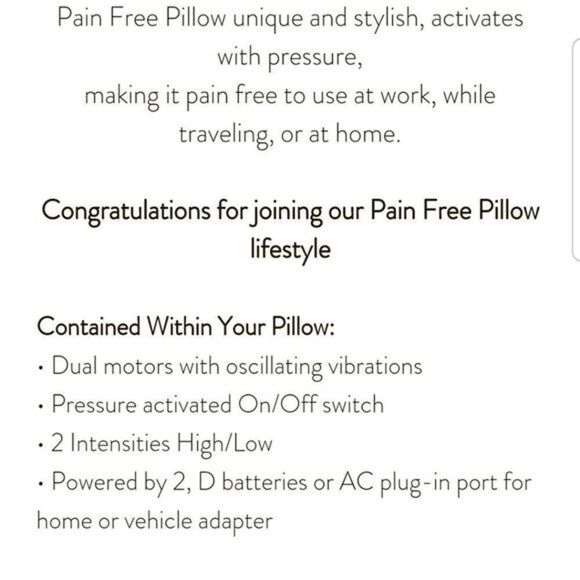 Pain Free Massage Vibrating Pillow, Pink Luxury Battery Pillow. NEVER USED - Picture 3 of 7